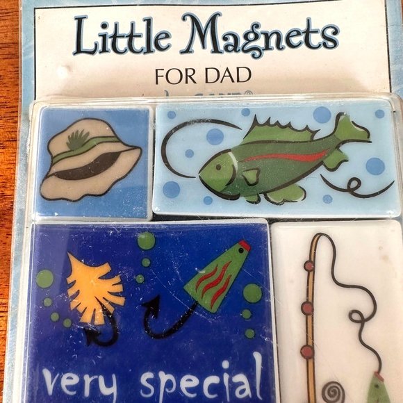 VTG Ganz Little Magnets Dad Special Father Fishing 4 Piece  Stocking Stuffer New - Picture 4 of 12